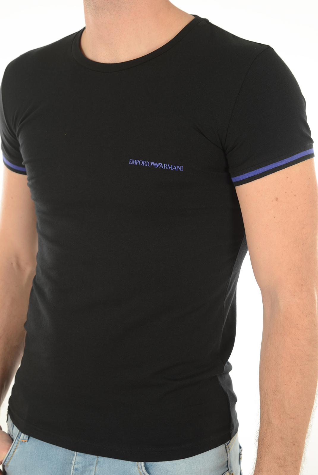 T-Shirt noir stretch homme - Emporio Armani 111035 6A525