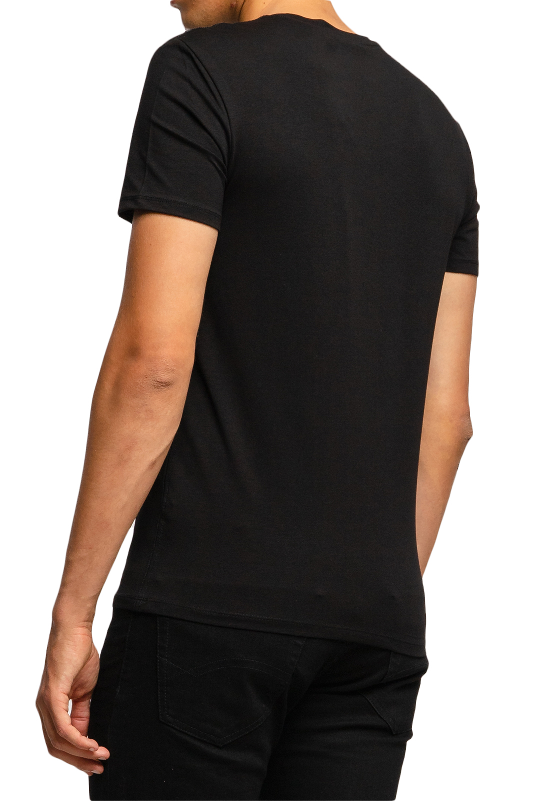Tee-shirt slim noir col en v Guess -  M0bi32