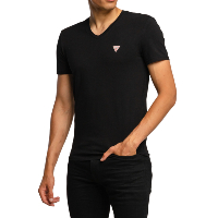 Tee-shirt slim noir col en v Guess -  M0bi32