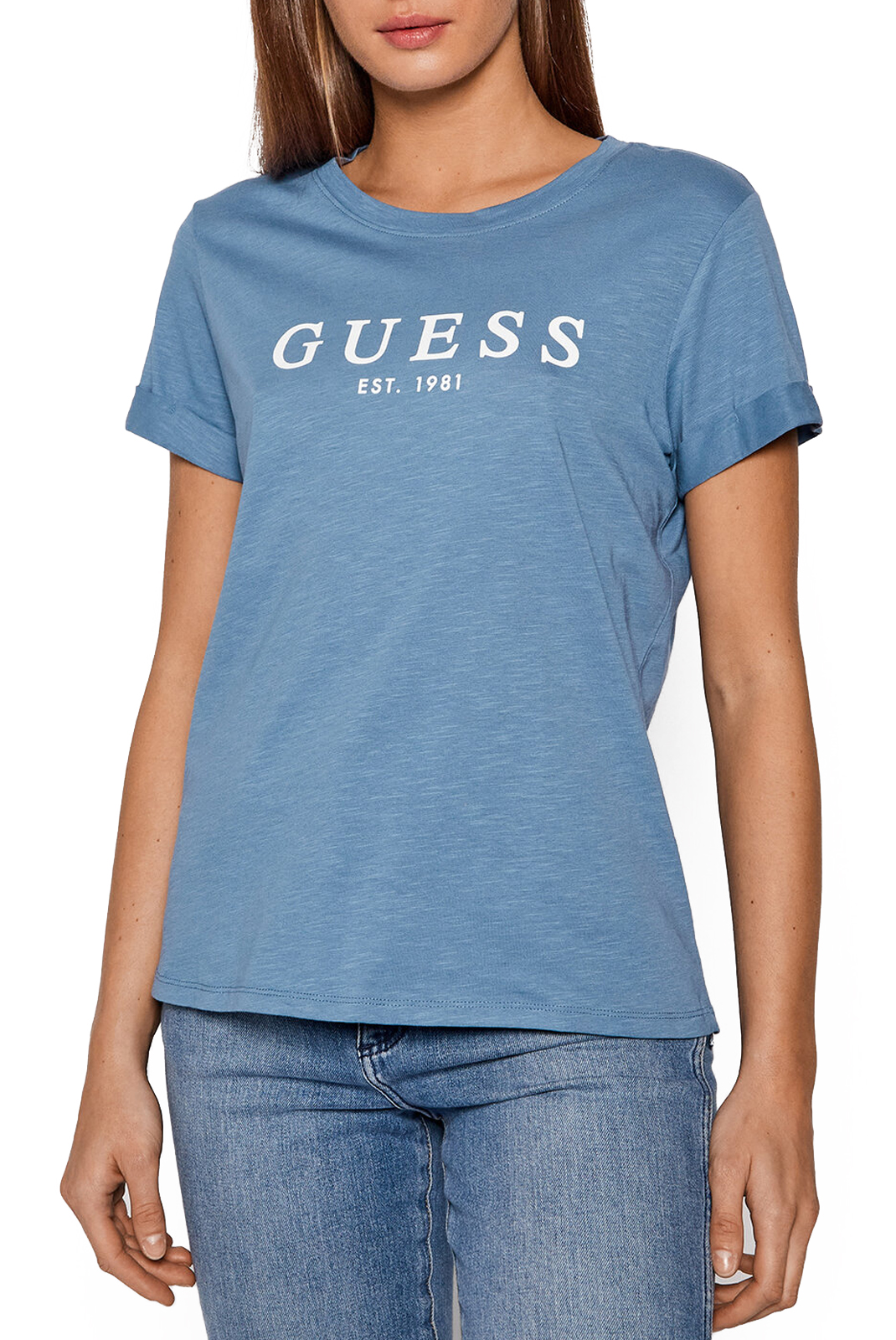 Tee-Shirt bleu regular fit W0gi69 - Guess Femme