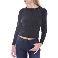 Top noir stretch manches longues Guess - W0bp96