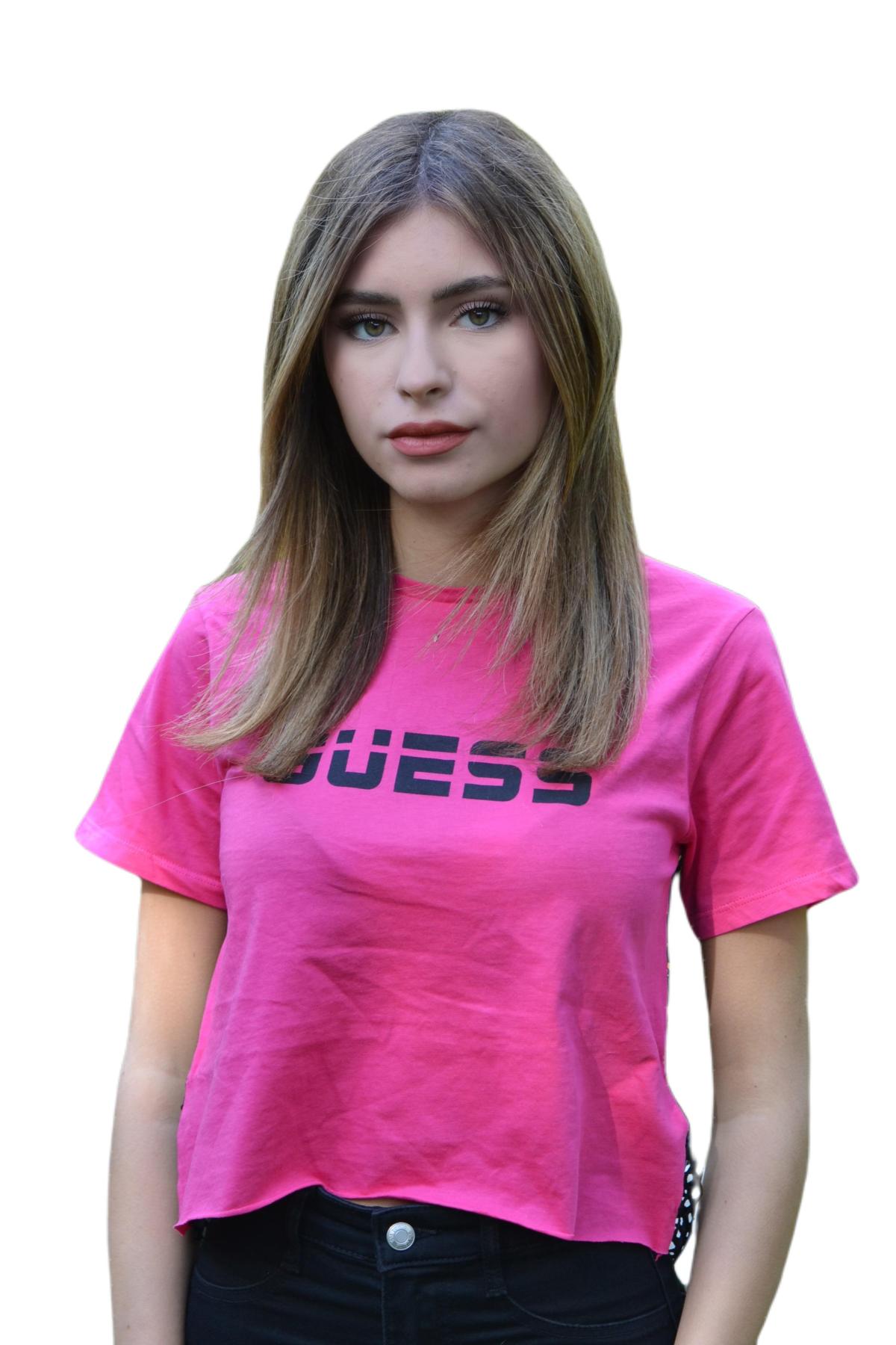 Tee-shirt rose pour femme à manches courtes Guess - O02a22