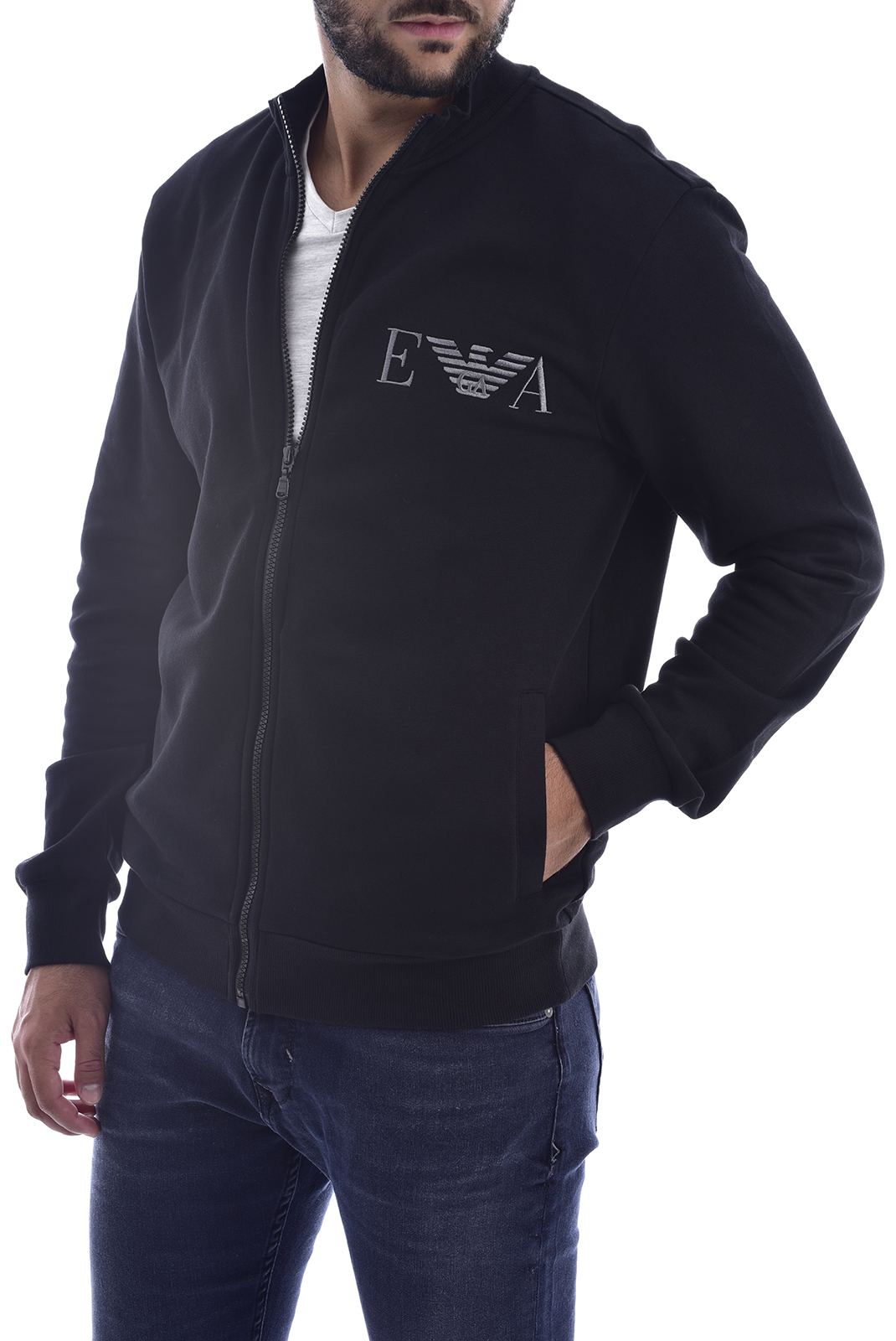 Emporio Armani Sweat Noir Zippé Stretch 111532 0a571