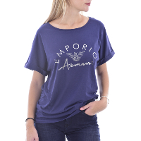 Tee-shirt bleu à manches courtes femme Emporio Armani - 164340