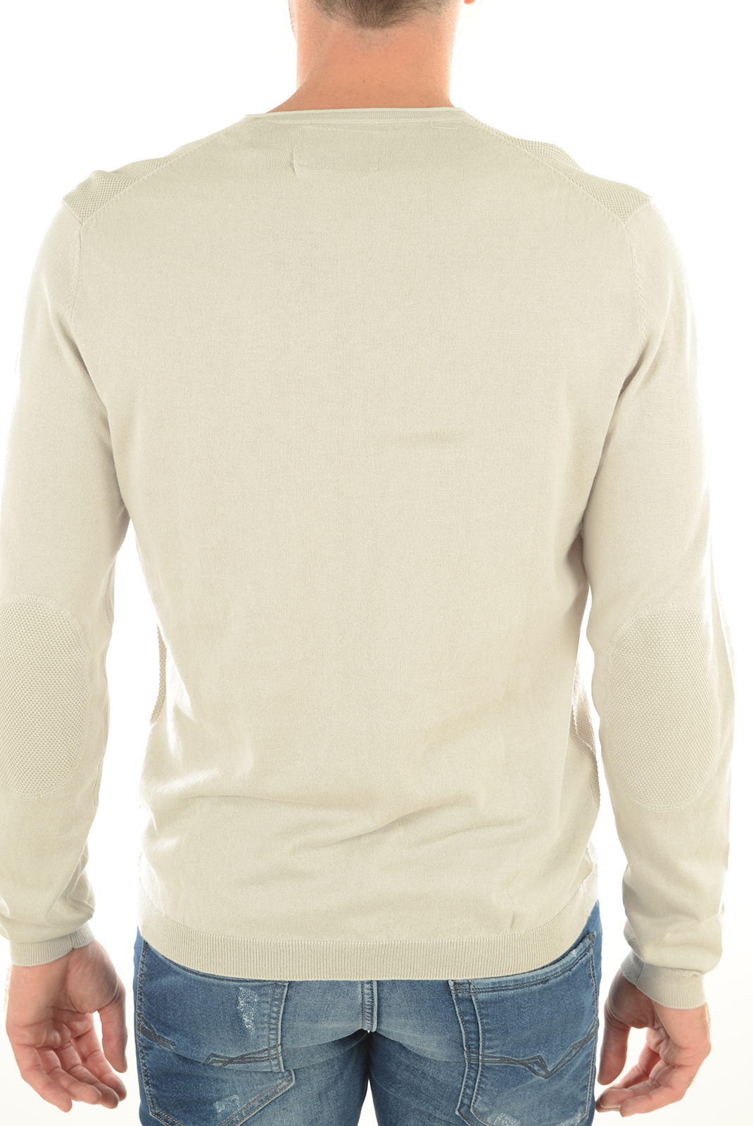 Pull beige uni coton homme - Guess M61r19 Col V