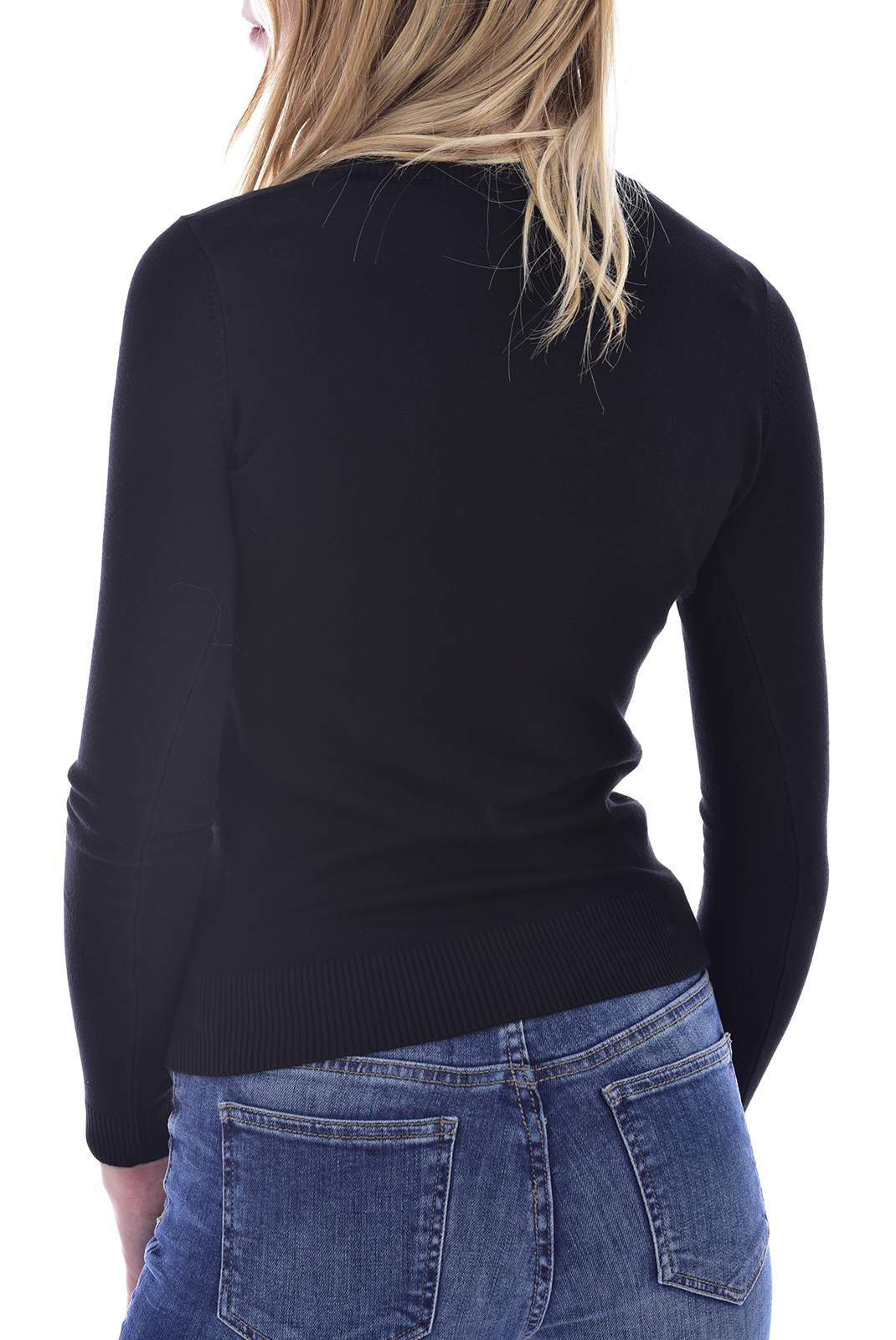 Pull noir regular avec logo Guess - W0br0