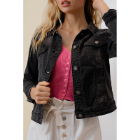 Veste en jeans noir denim classique pour femme