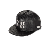 Casquette Noire imitation Cuir Mac0119 Effet Croco Philipp Plein