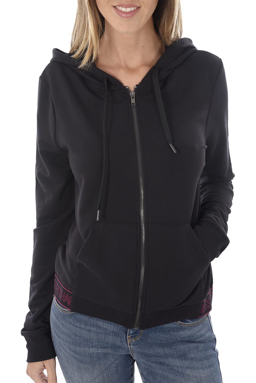 GUESS JEANS VESTE SPORT LOGOTE O74A05 NOIR FEMME www ...