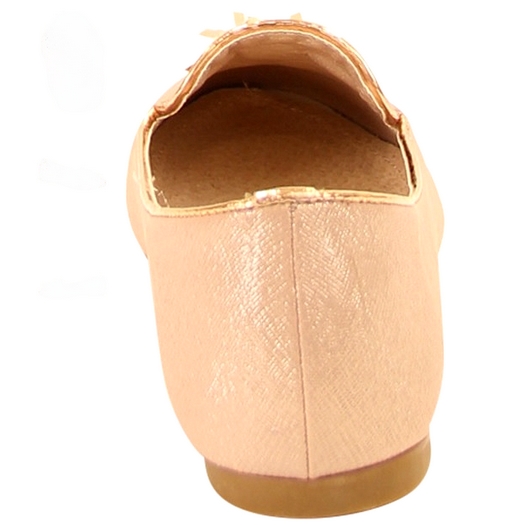 Ballerine Rose Nude Plate Avec Nœud