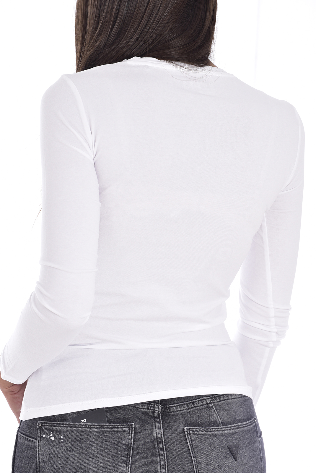  Tee-shirt Blanc à Manches Longues W1bi01 J1311 Guess Jeans