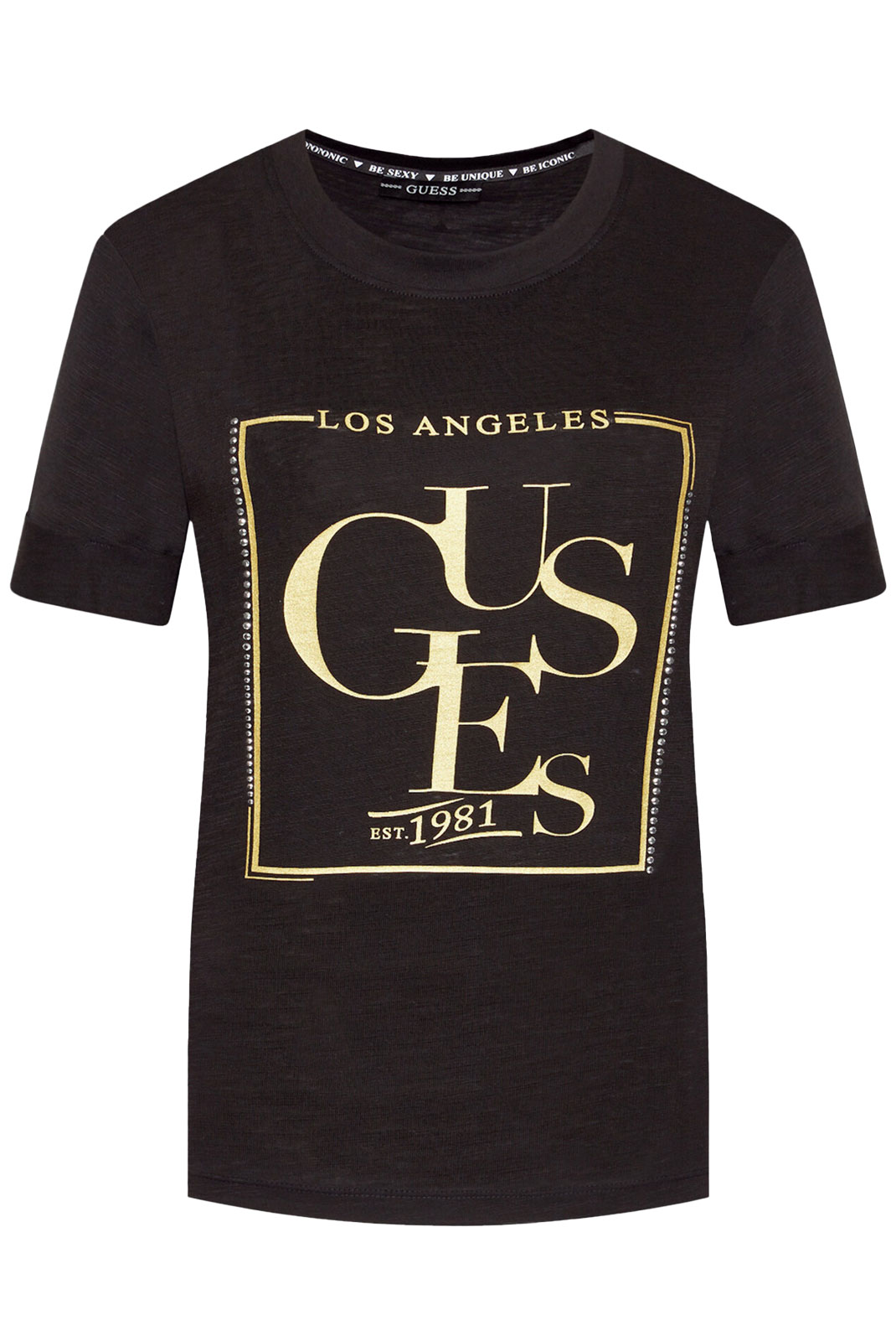 Tee-shirt Noir Manches Courtes W1yi0q R8g00 Guess Jeans