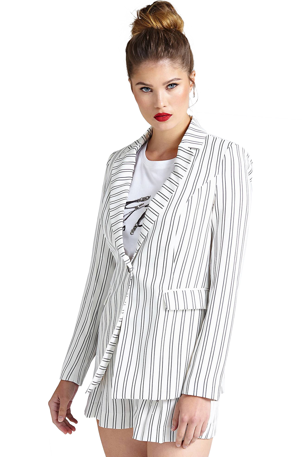 Blazer blanc à rayures femme - Guess W92n55 