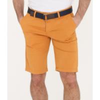 Kaygo Bermuda Uni Jaune Ocre Confortable Avec Ceinture