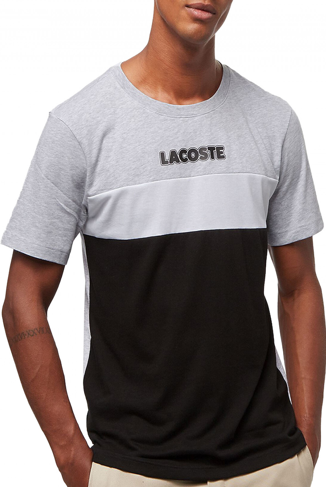 Tee-shirt gris coton jersey Lacoste homme