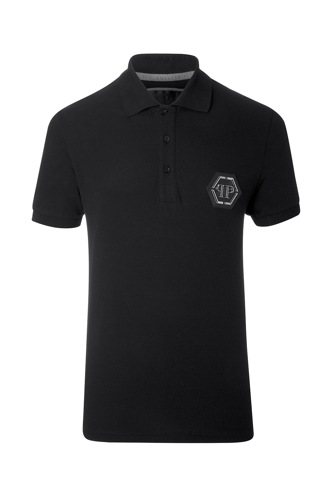 Polo noir en coton pour homme Philipp Plein - Mtk0873 Pjy002n