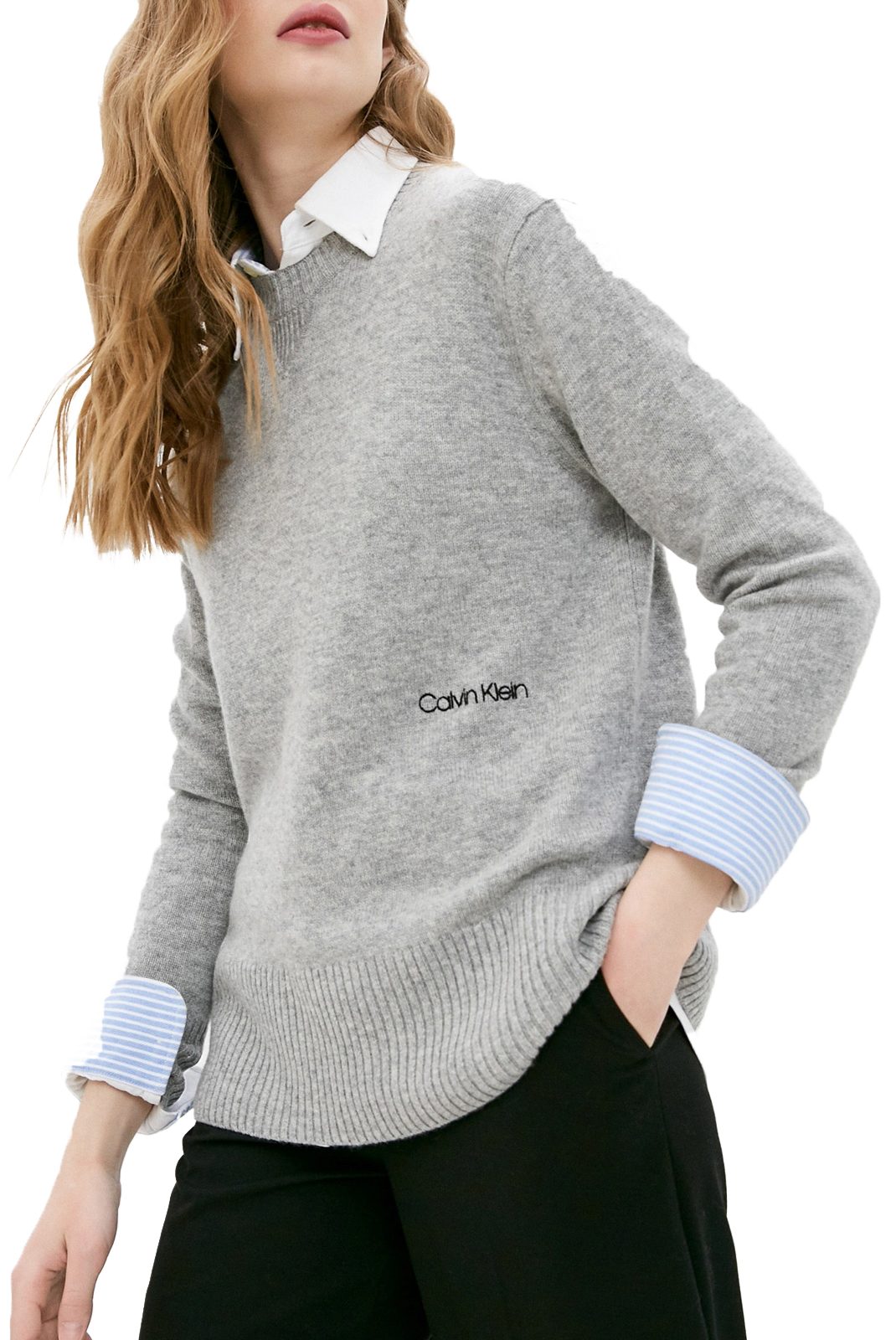 Pull Gris en Cachemire et Laine K20K202464P6Q Calvin Klein