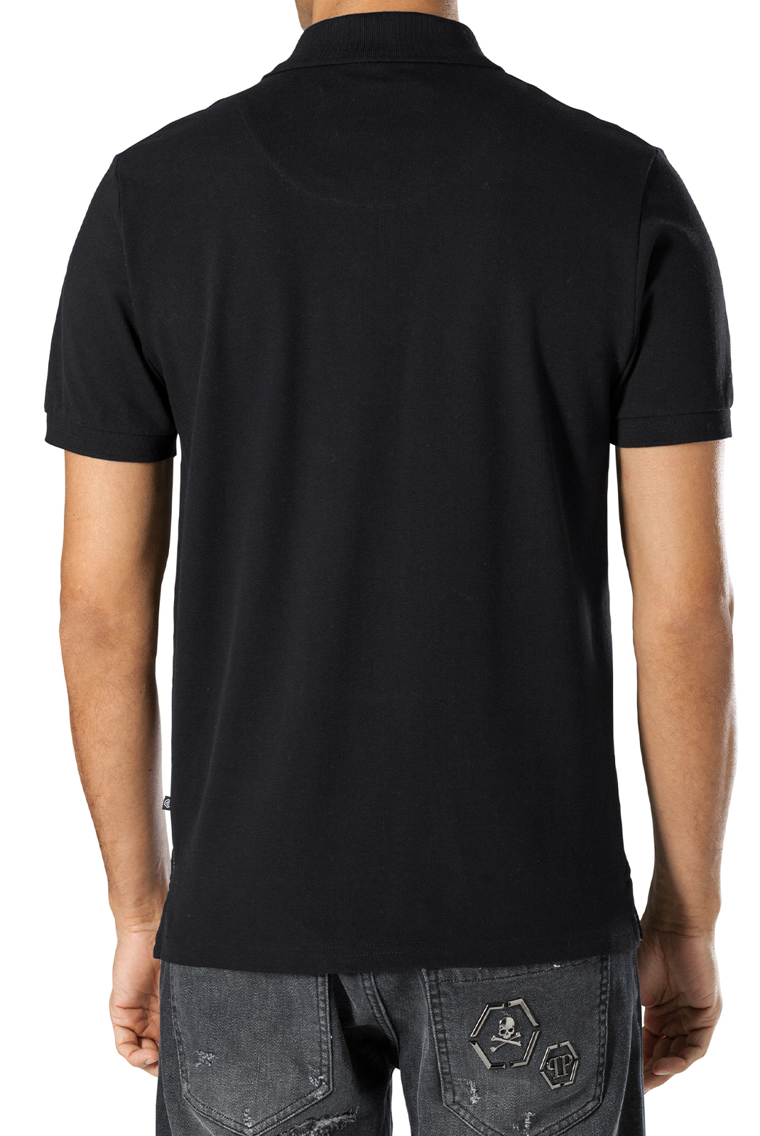 Polo noir en coton pour homme Philipp Plein - Mtk0873 Pjy002n - PRIX FOU