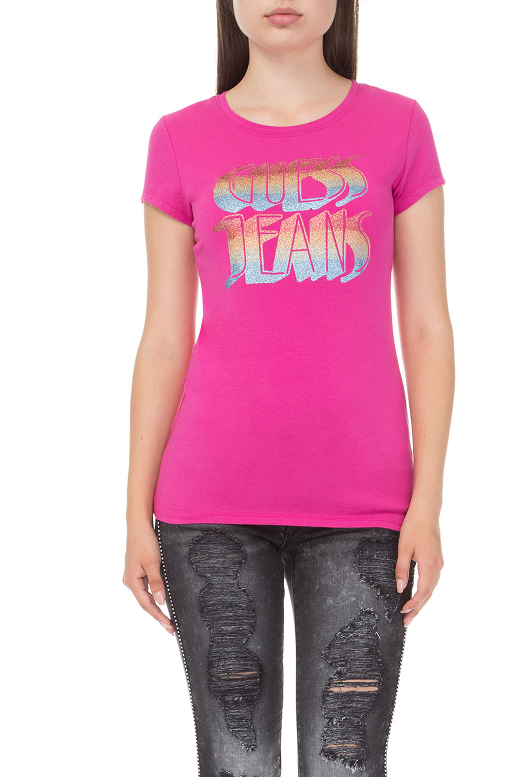 Guess Tee-shirt Rose Avec Imprimé Stretch W82i42r0oy3 