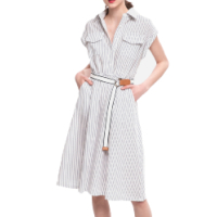 Molly Bracken Robe Blanche À Rayures Ceinturée Mbp1369e20 