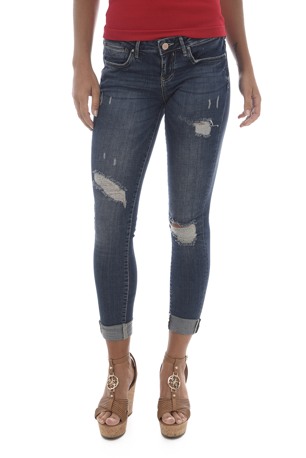 Jean bleu stretch taille basse femme - Guess W81a27 PRIX PROMO