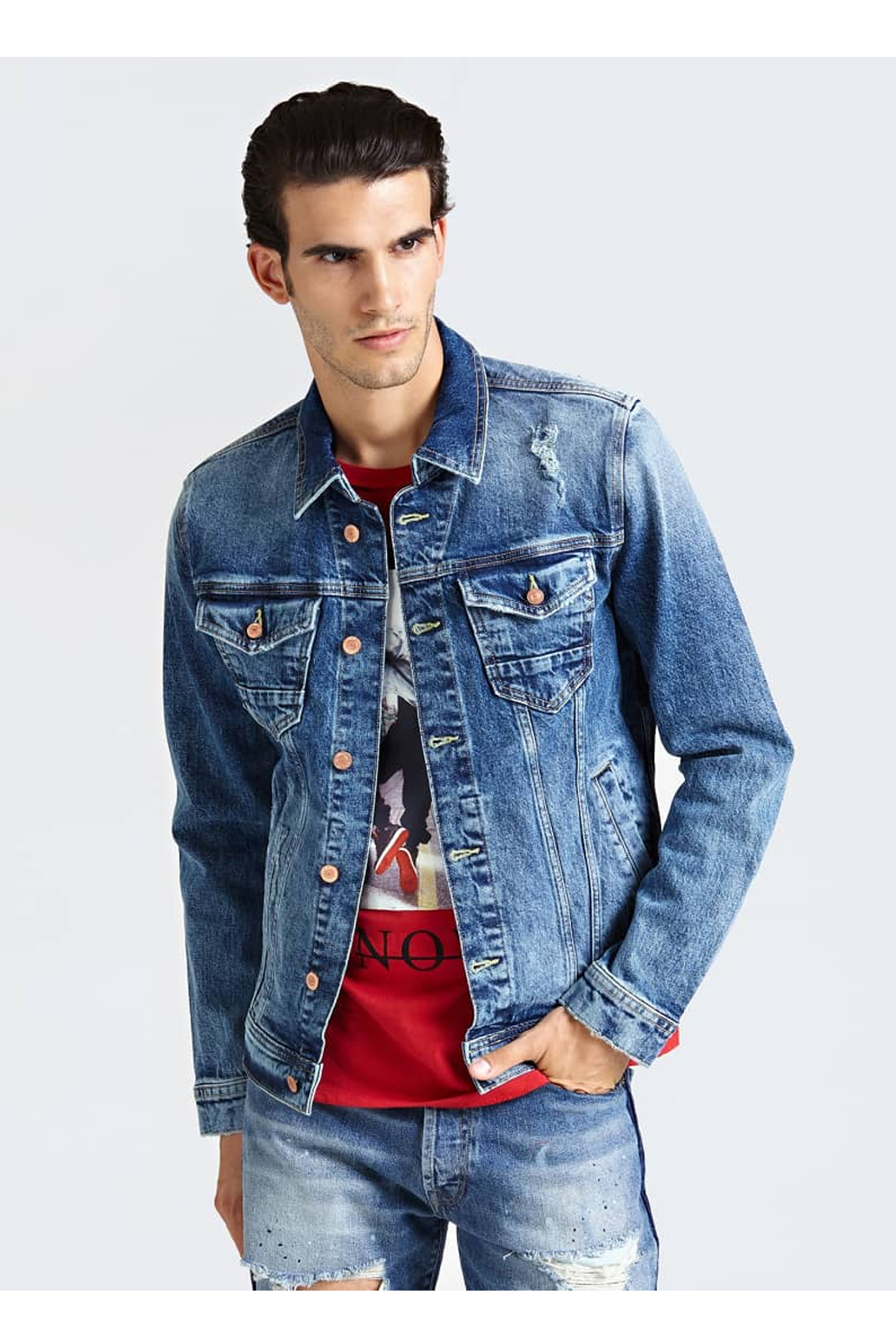 Veste en jean pour homme bleu denim Guess - M92n14 