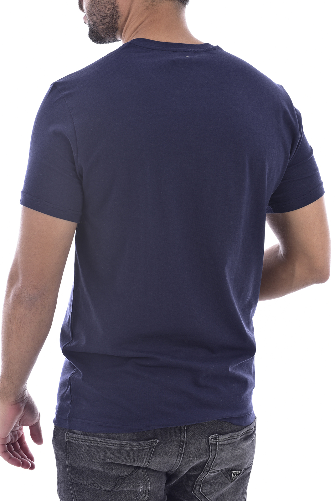 Emporio Armani Tee-shirt Bleu Stretch Avec Bande Tricolore 111556 0a510