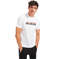 Guess Tee-shirt Blanc Manches Courtes Stretch U0ba47