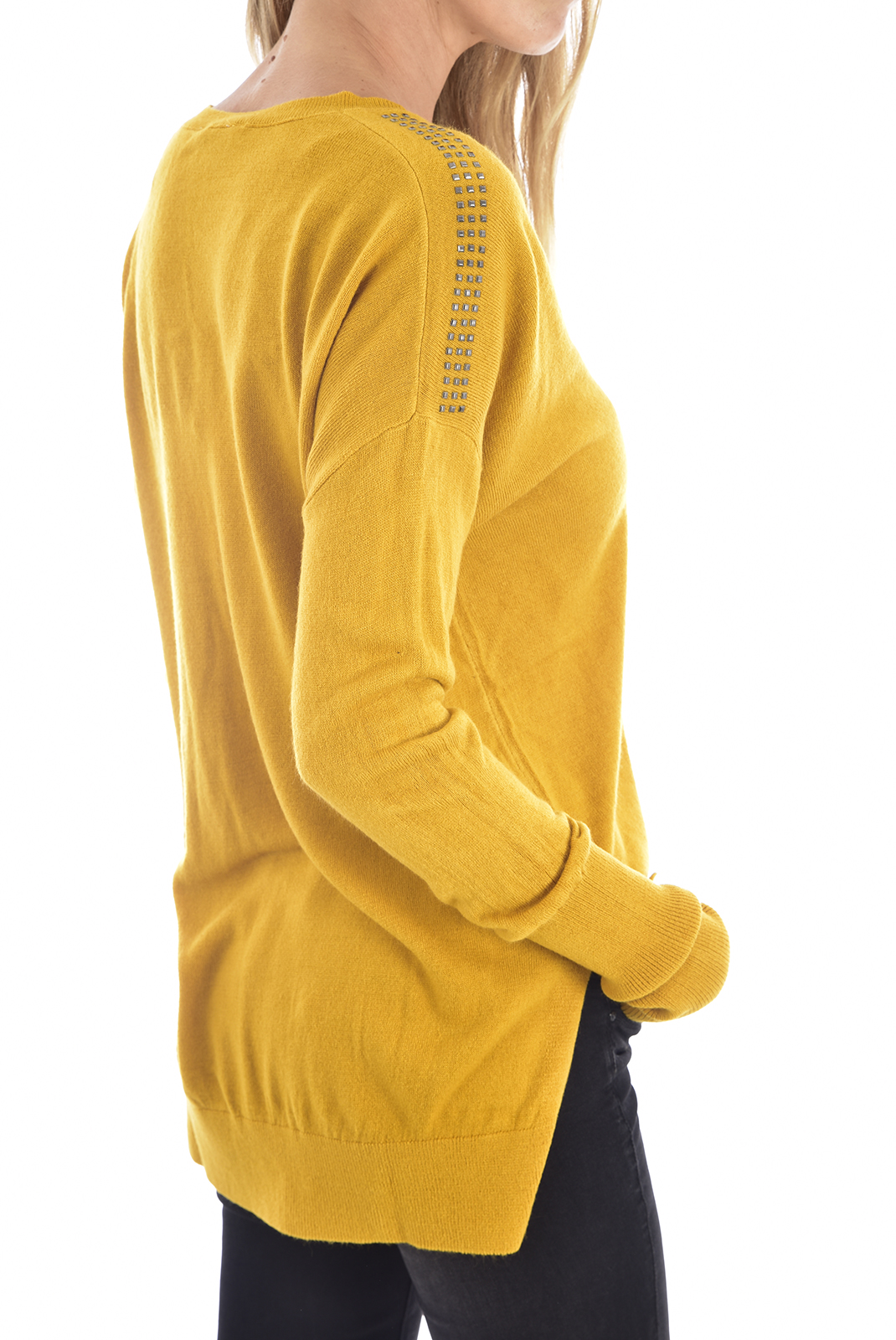 Pull jaune à col v  pour femme - Kaporal xero 