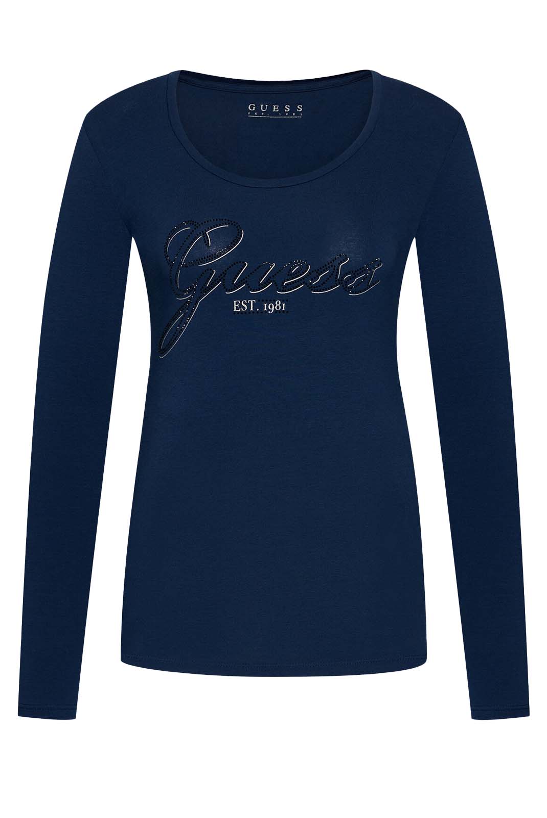 T-Shirt bleu femme - manches longues W1yi90 - Guess