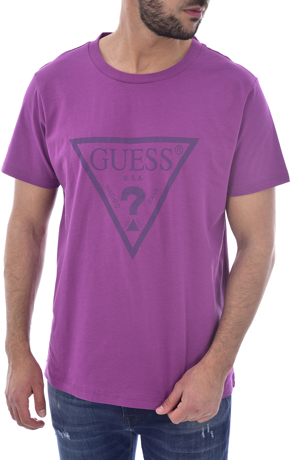 Tee-shirt violet manches courtes homme - Guess F92i00
