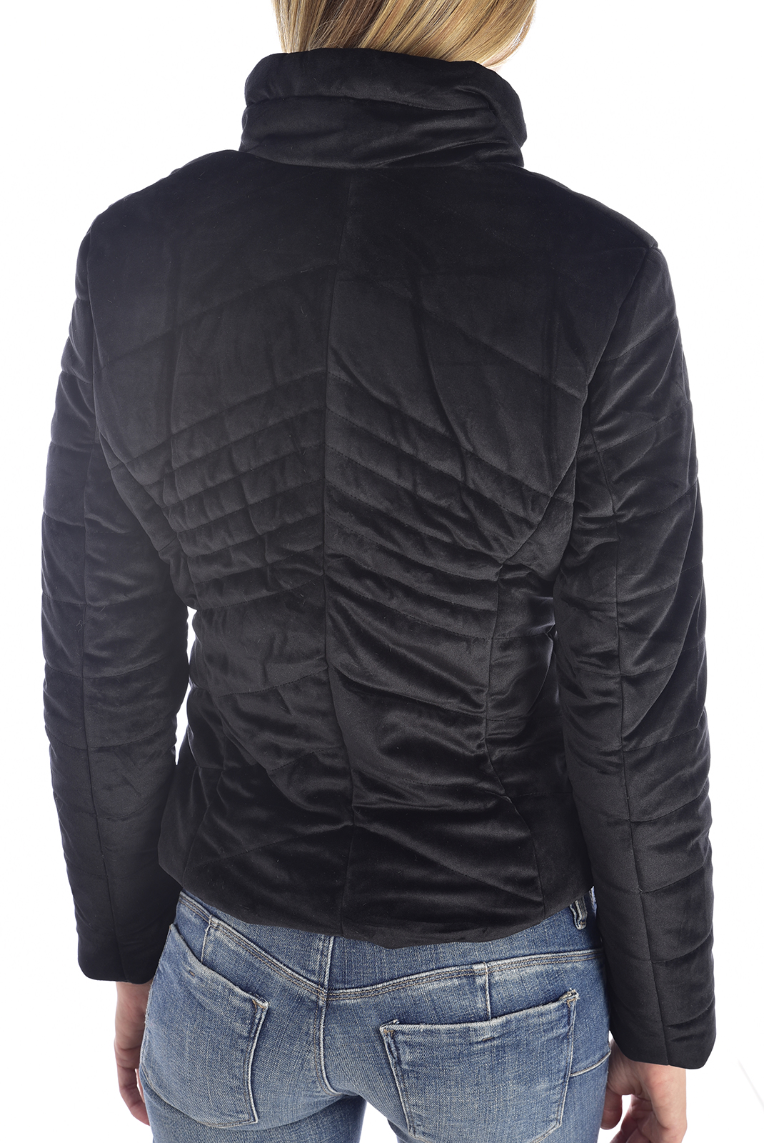 Kaporal Blouson Noir Ajusté Velours Popet 