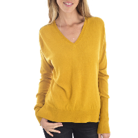 Pull jaune à col v  pour femme - Kaporal xero 