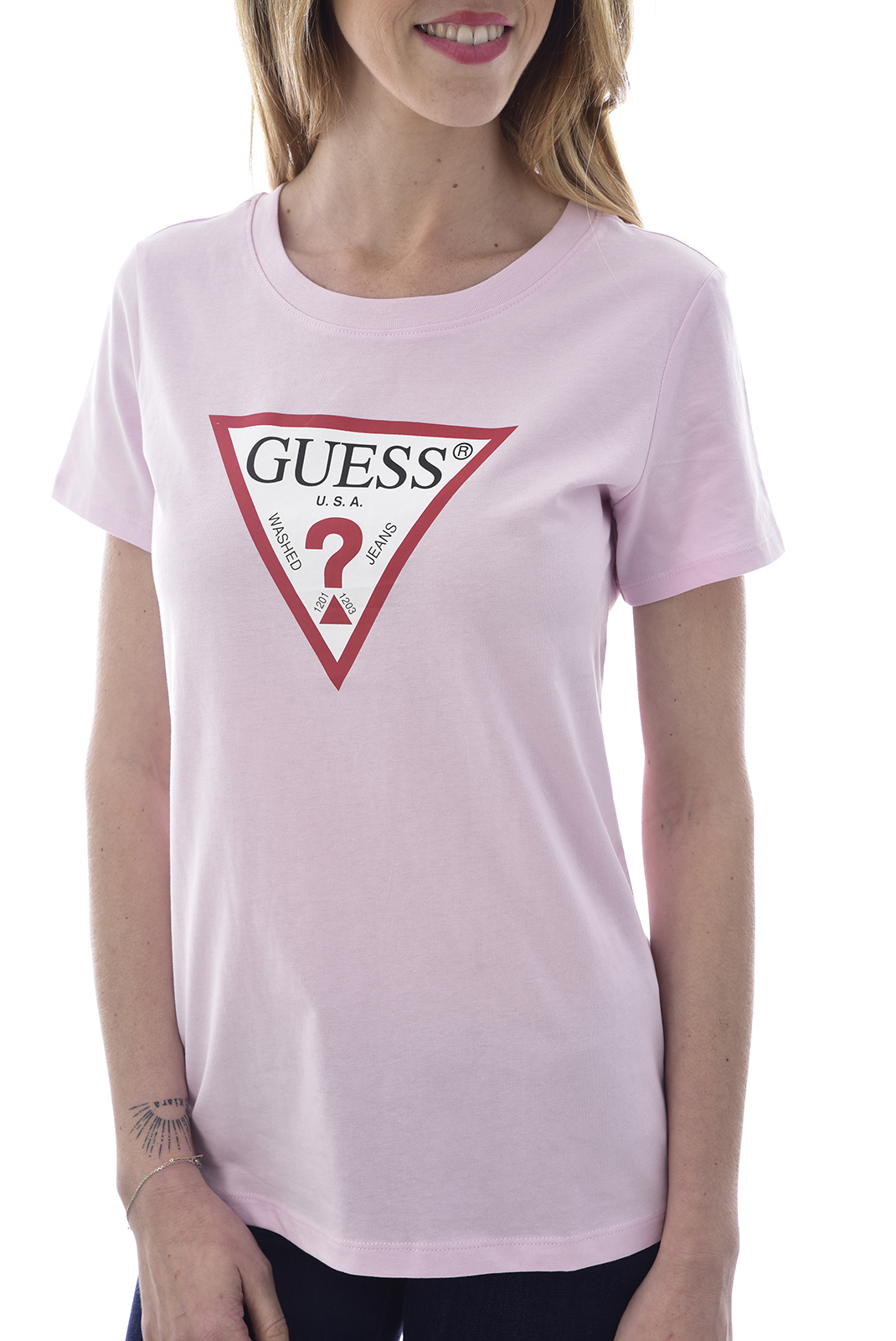 Tee-shirt rose manches courtes femme - Guess W0gi06
