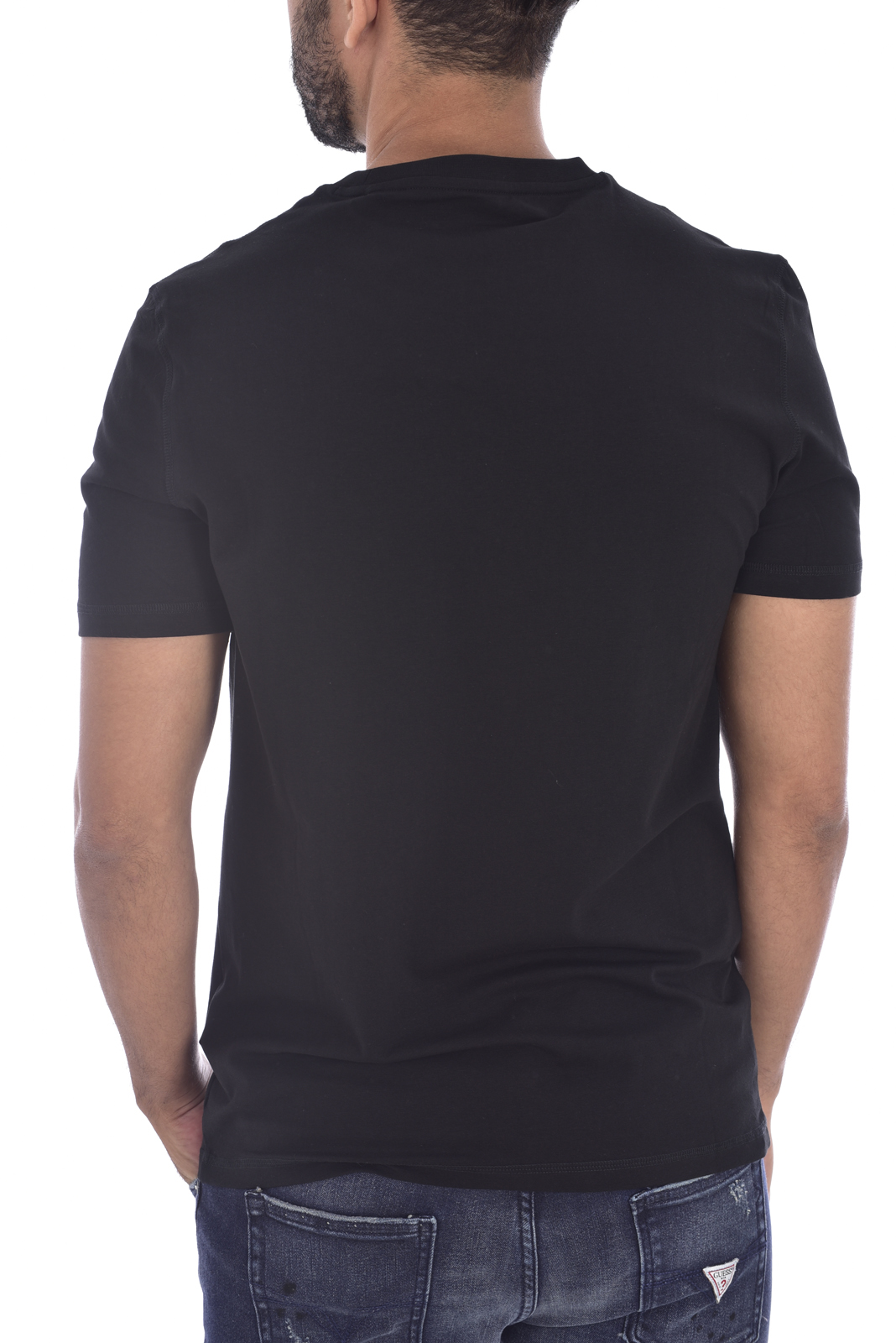 Tee-shirt noir slim manches courtes M1bi35 - Guess
