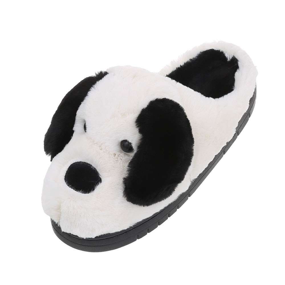 Pantoufles / Chaussons Chien Fantaisie Noir Et Blanc 