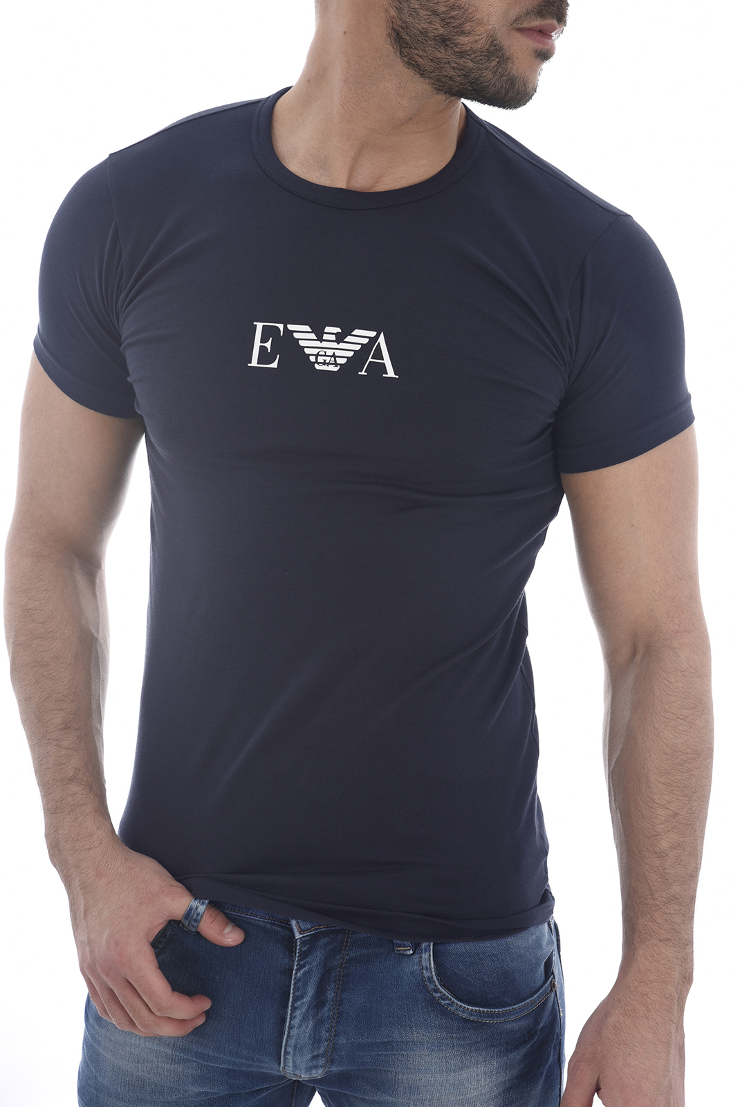 Tee-shirt bleu marine slim Emporio Armani - 111267