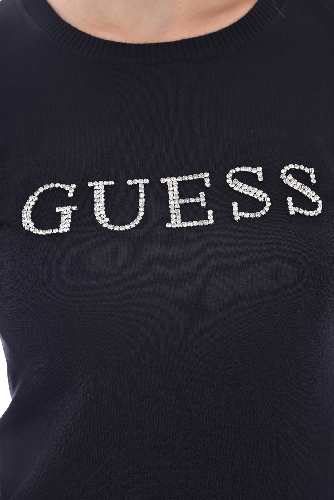 Pull noir regular avec logo Guess - W0br0