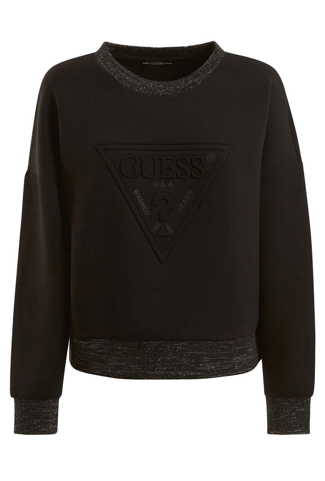 Guess Jeans Pull Noir Uni W1bq04 K7uw2 Femme