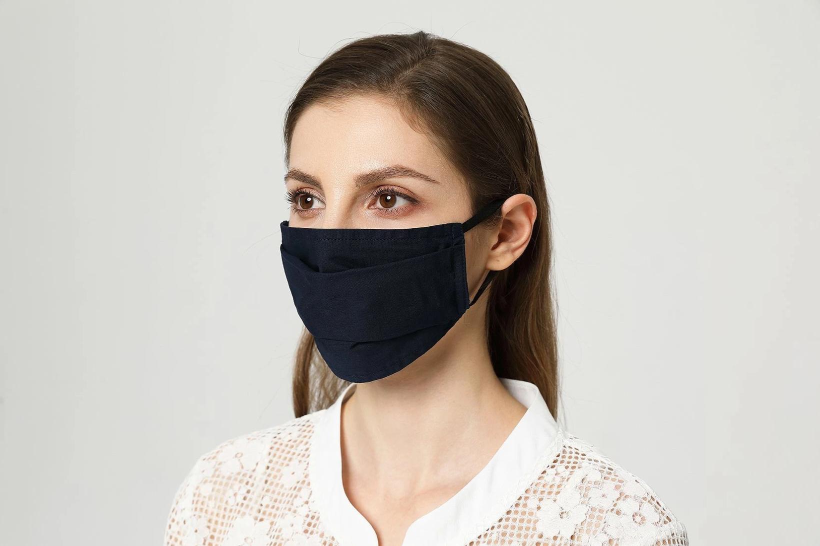 &#127467;&#127479; Lot De 5 Masques Tissu Barrière Norme Afnor - Lavable Bleu Marine  