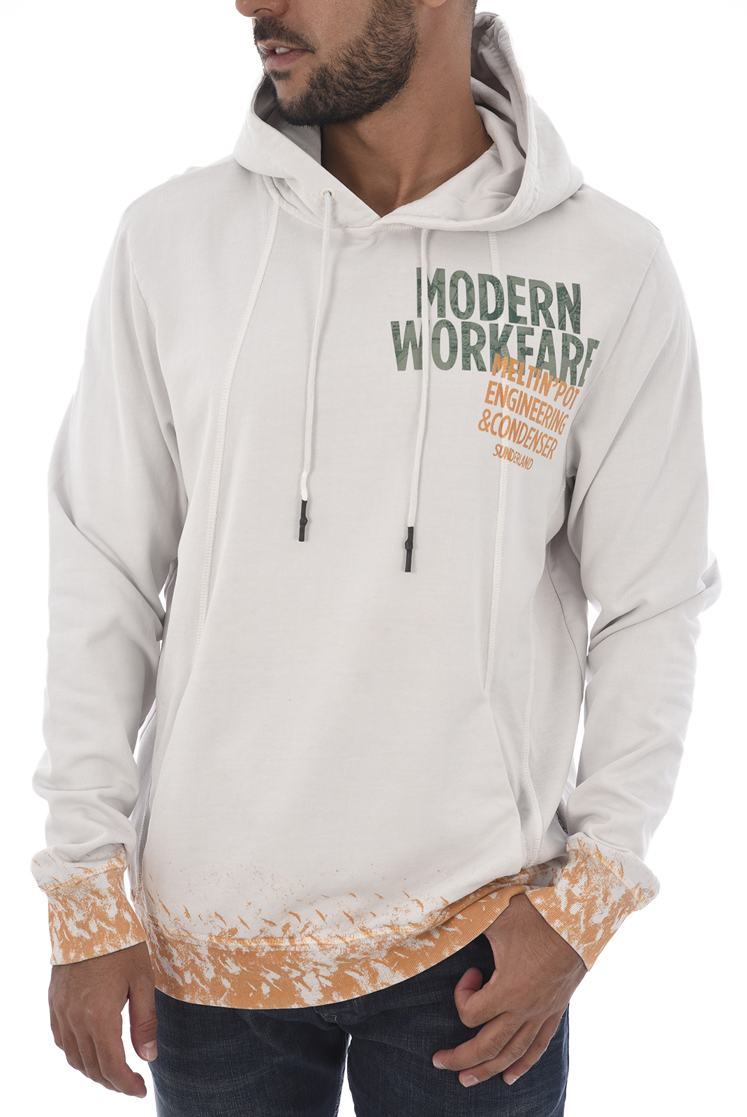 Meltin Pot Sweat Blanc Cassè À Capuche Fas