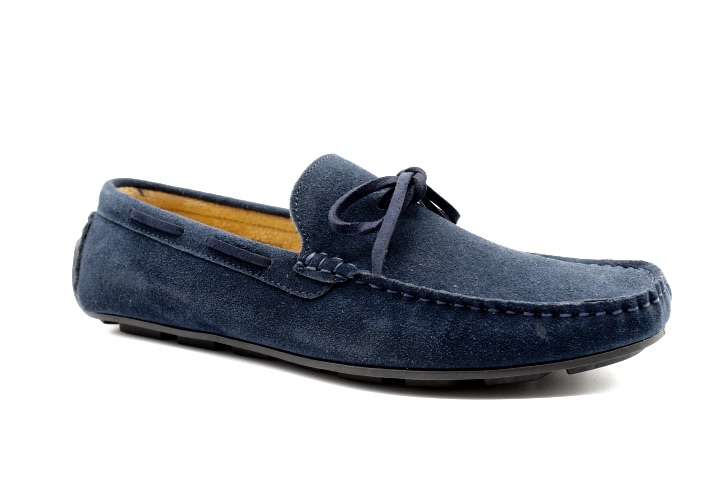 Mocassins bleu daim cuir intégrale pour homme