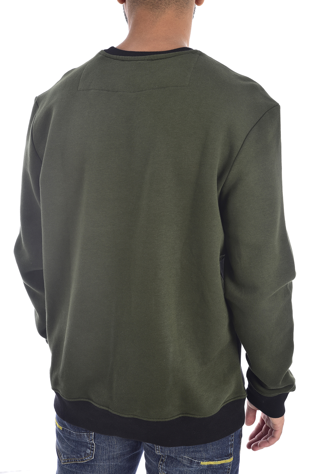 Guess Sweat Vert Coupe Droite Tricolores M94q39