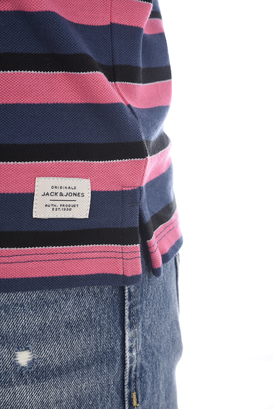 Polo bleu à rayures - Jack & Jones Stripe