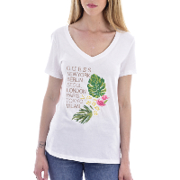 Guess Tee-shirt Blanc  Broderie Col V W92i58k8fv0