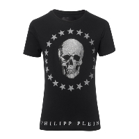 Tee-shirt noir en coton homme - Philipp Plein Hm341 Coleman PRIX FOU