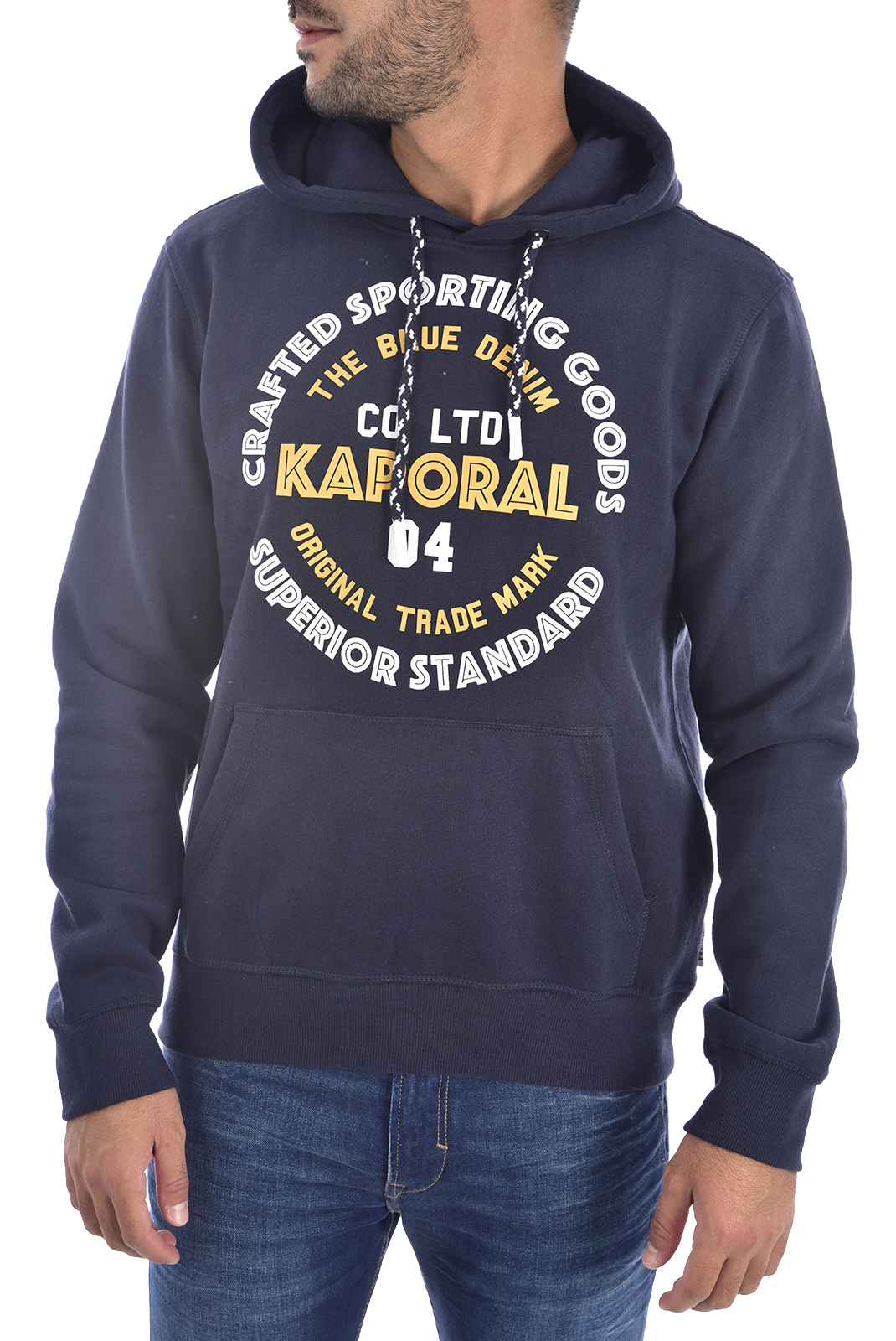Kaporal Sweat Bleu À Capuche Goslo Printé Relief
