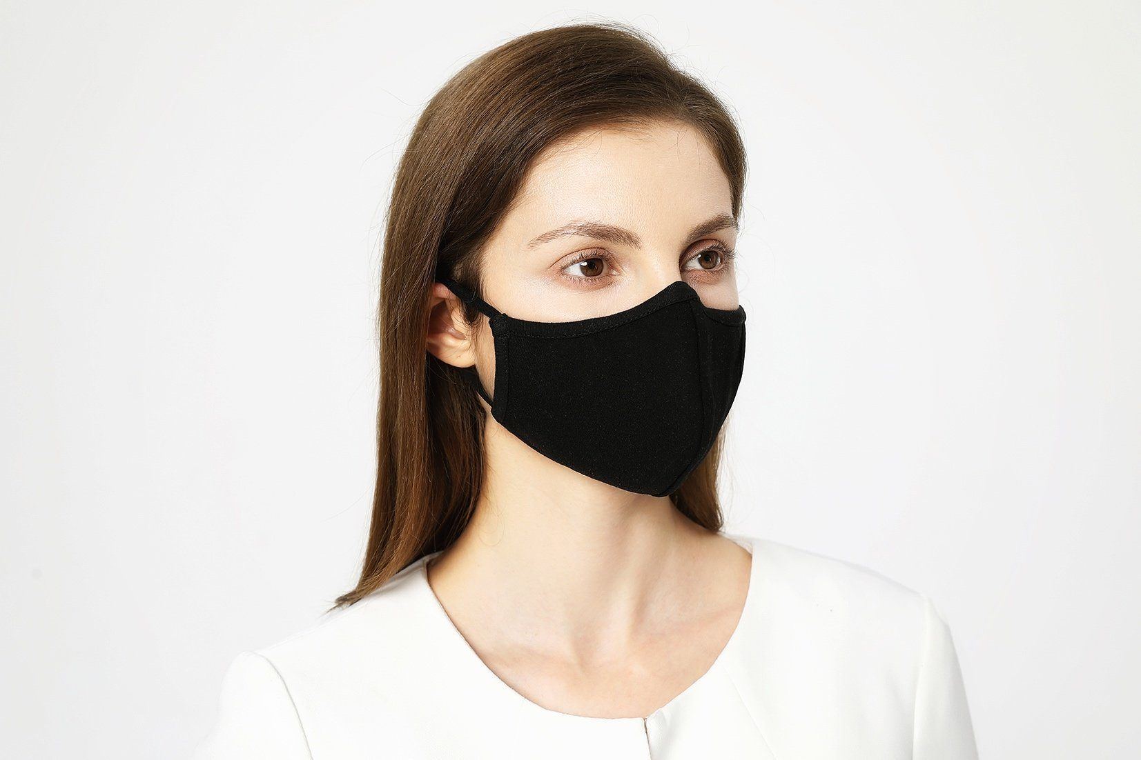 &#127467;&#127479; Lot de 10 Masques Barrière Lavable 100% Coton / Positive Noir réglable Unisex