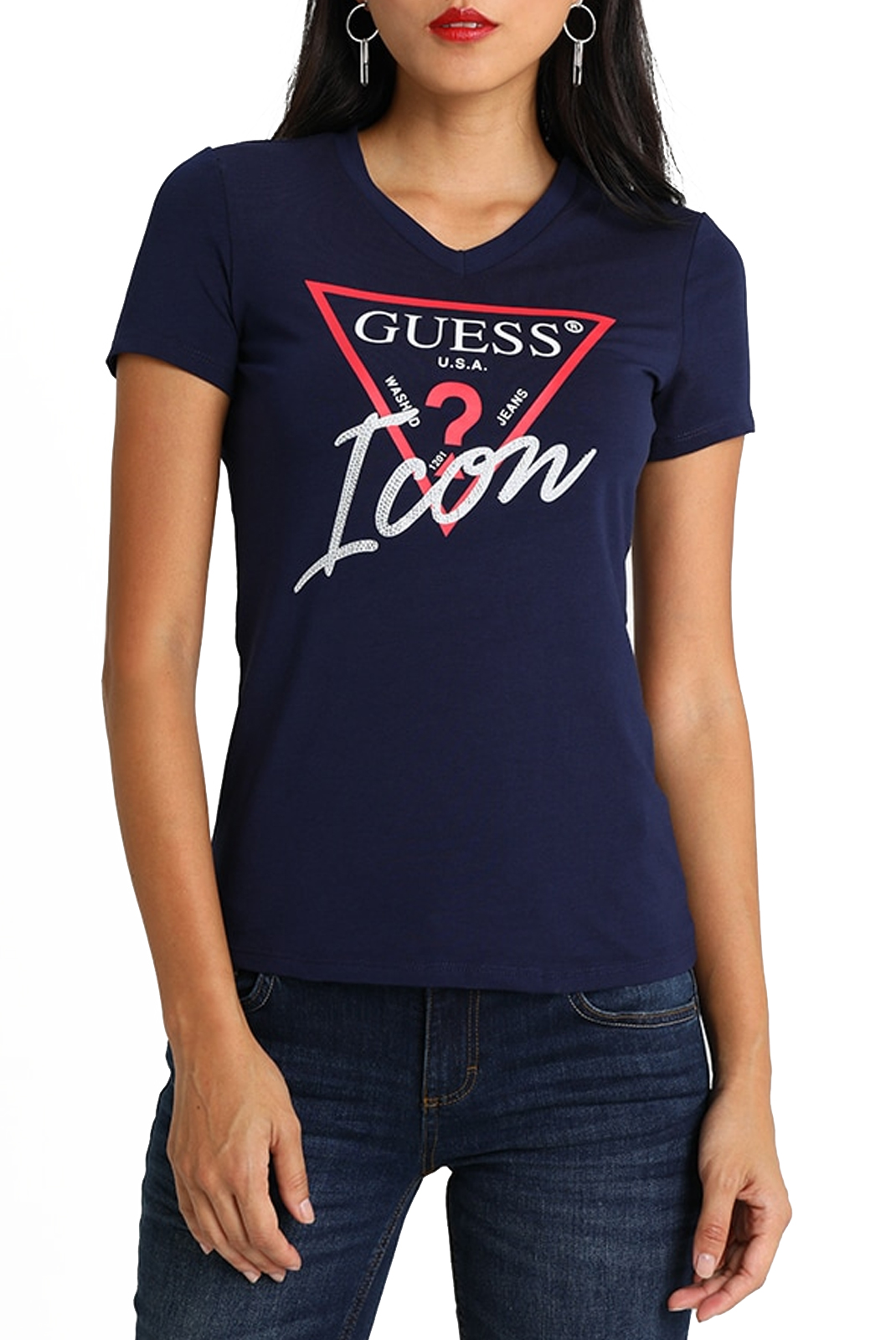 Tee-Shirt Guess Bleu W92I59 - Mode Femme