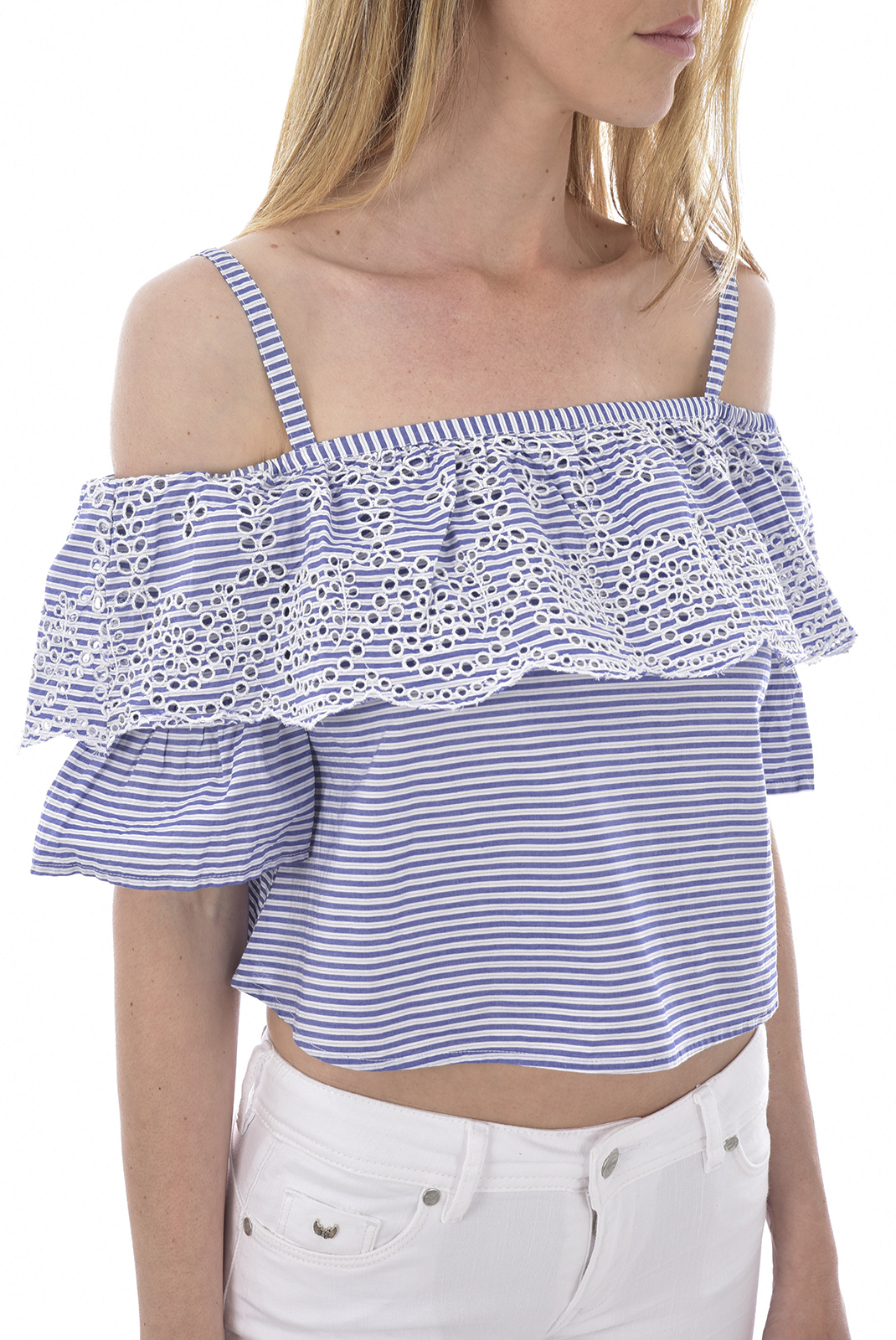 Top bleu à bretelles ajustables femme - Guess W92h98